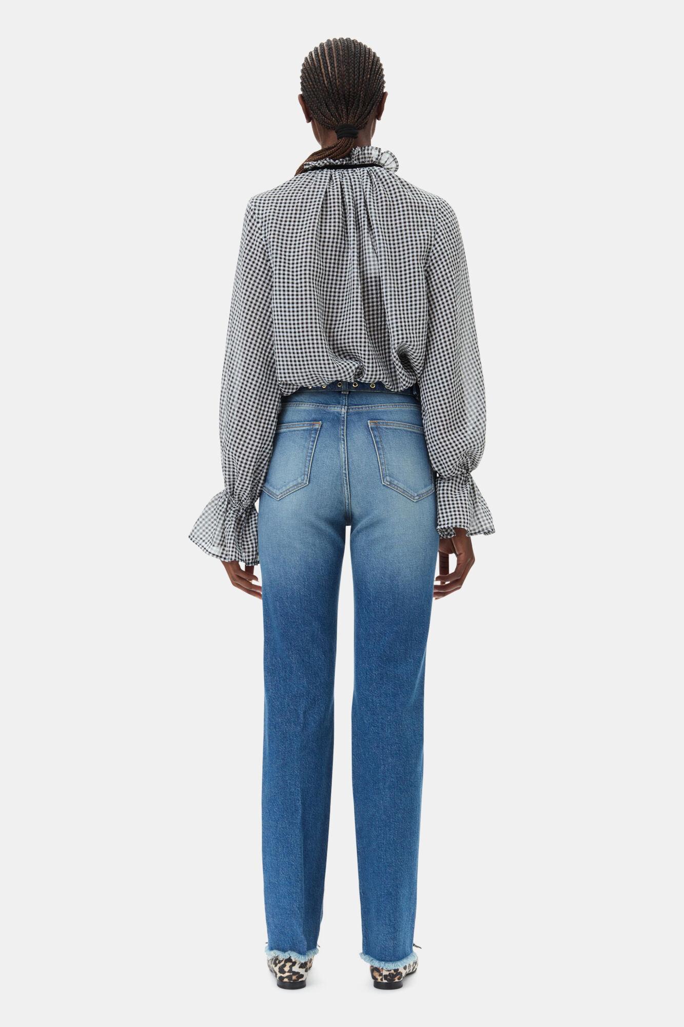 Sheer Check Tie String Shirt Product Image