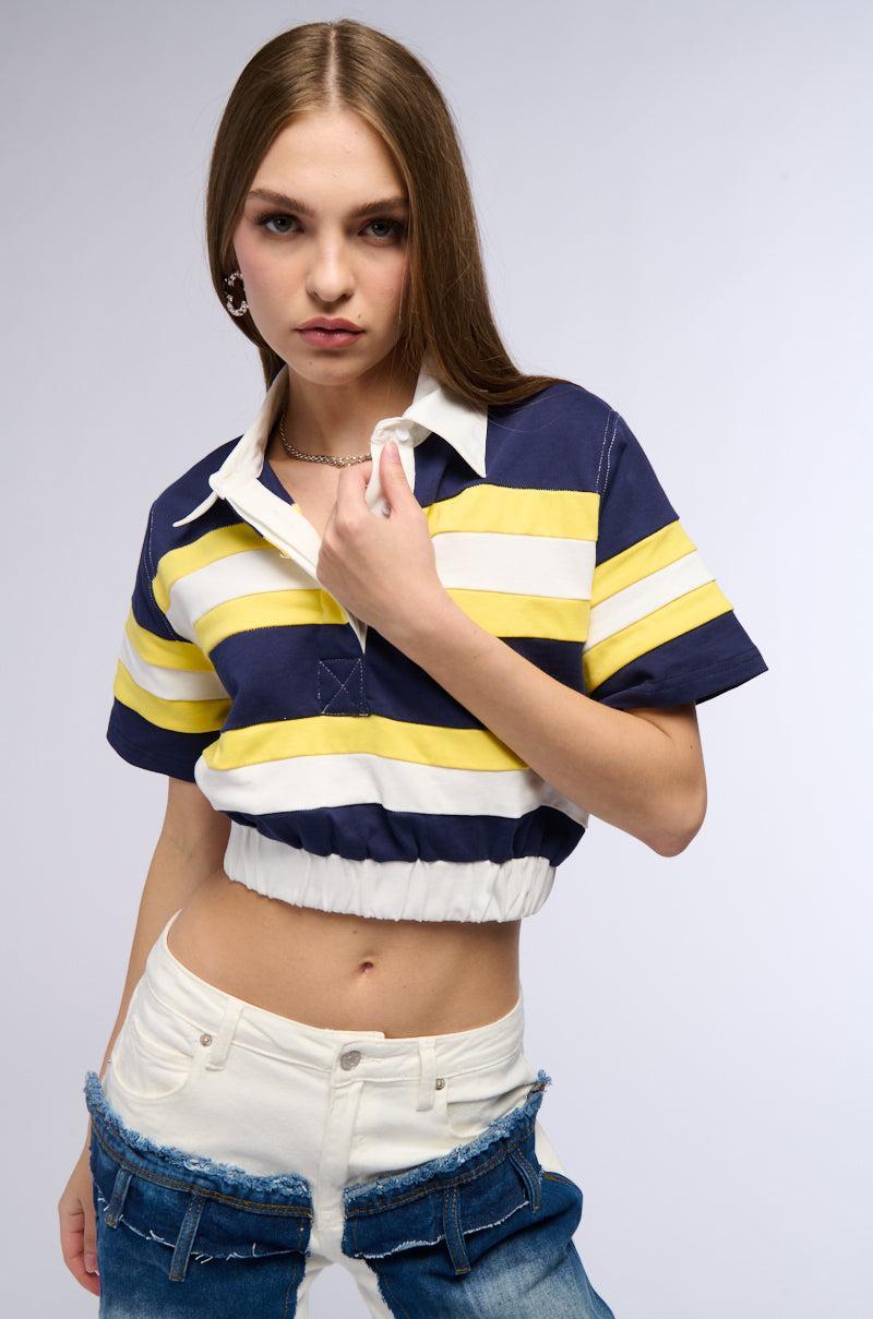 RAINA CROPPED SHORT SLEEVE COLLARED SHIRT Product Image