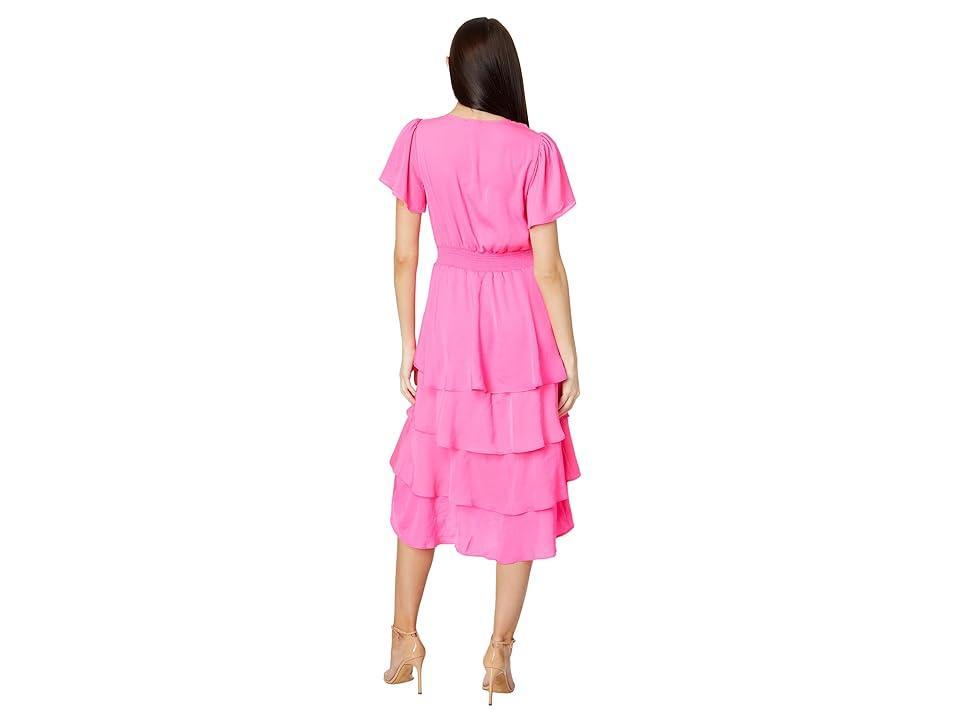 Vince Camuto Four Teir Layered Dress With V Neck (Hot ) Women's Dress Product Image