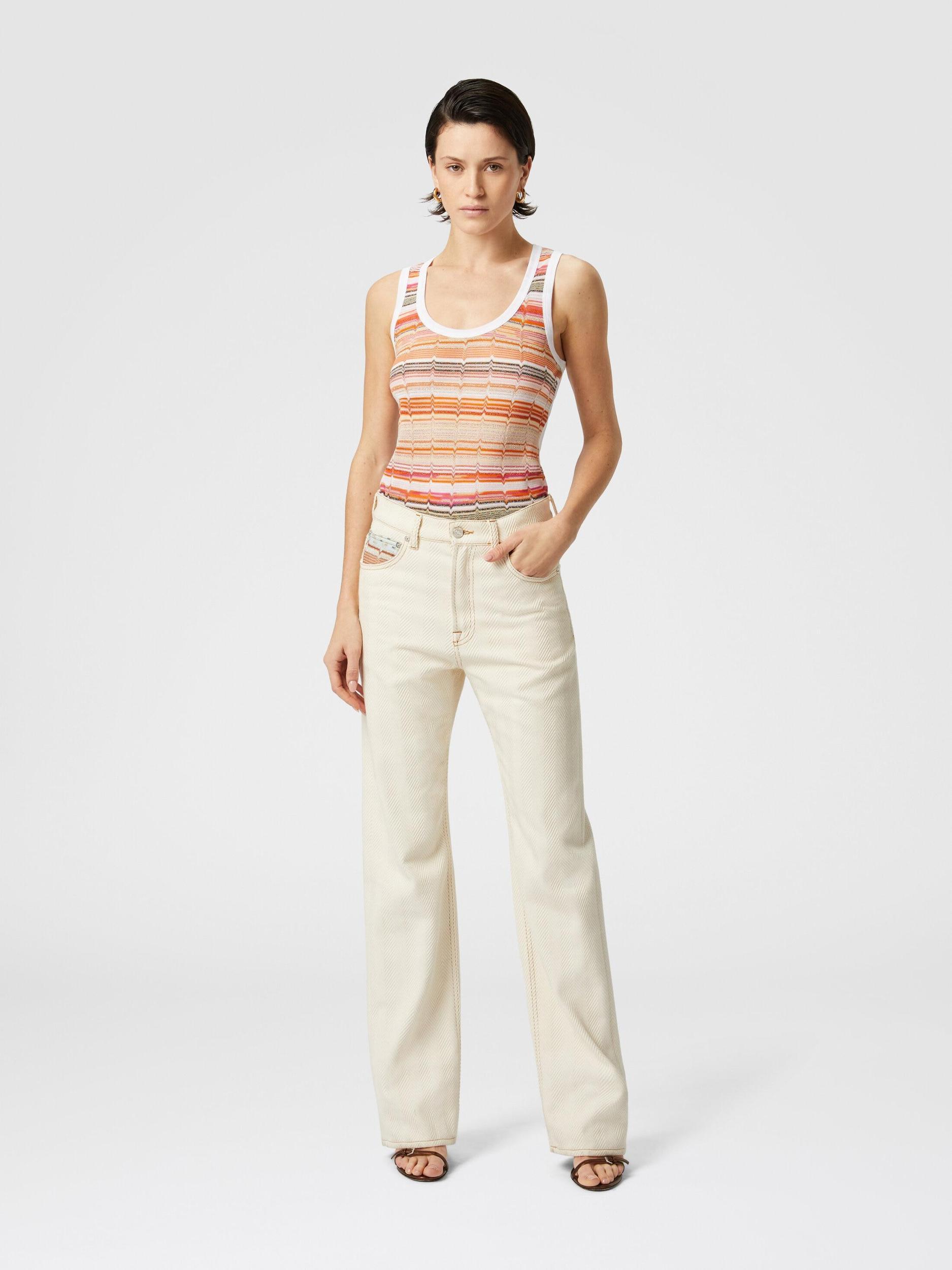 Tank top with knitted insert in greek lamé motif Product Image