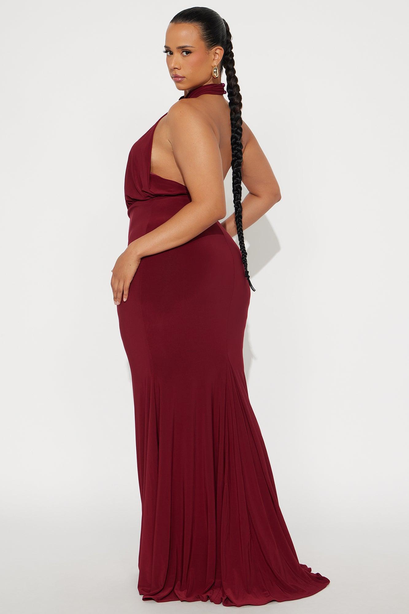 Leia Backless Maxi Dress - Burgundy Product Image