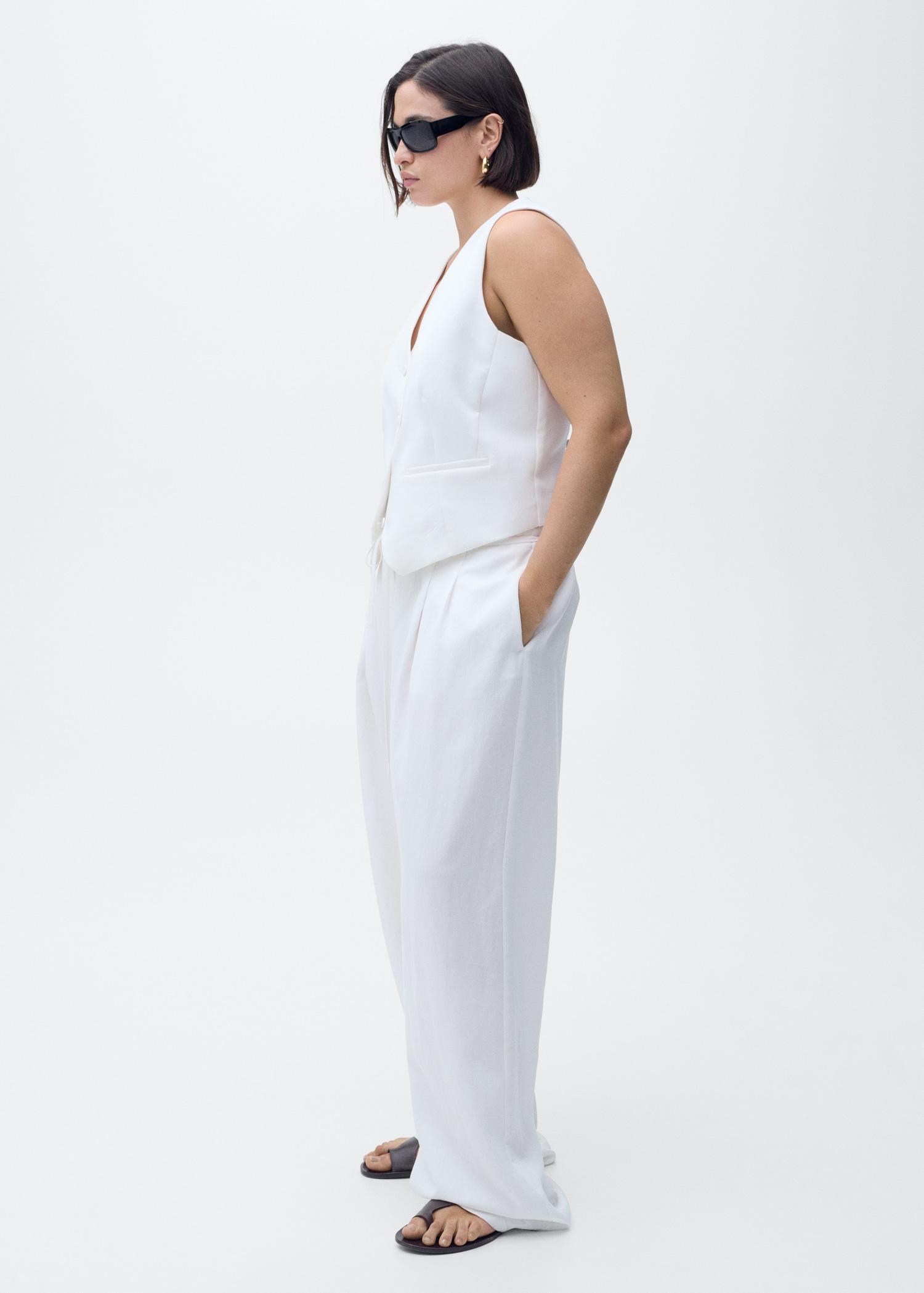 Lyocell suit pants with bow belt - Women | MANGO USA Product Image