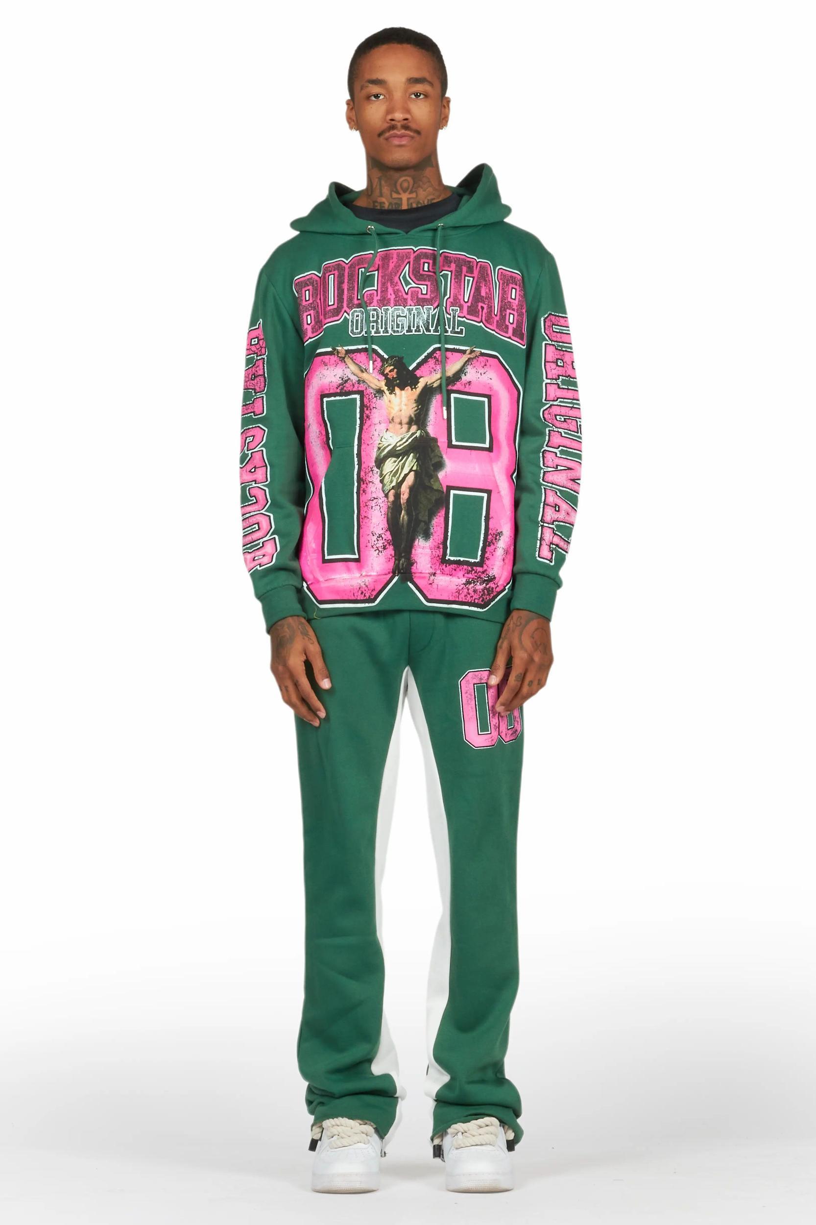 Fields Green Hoodie Baggy Track Pant Set Male Product Image