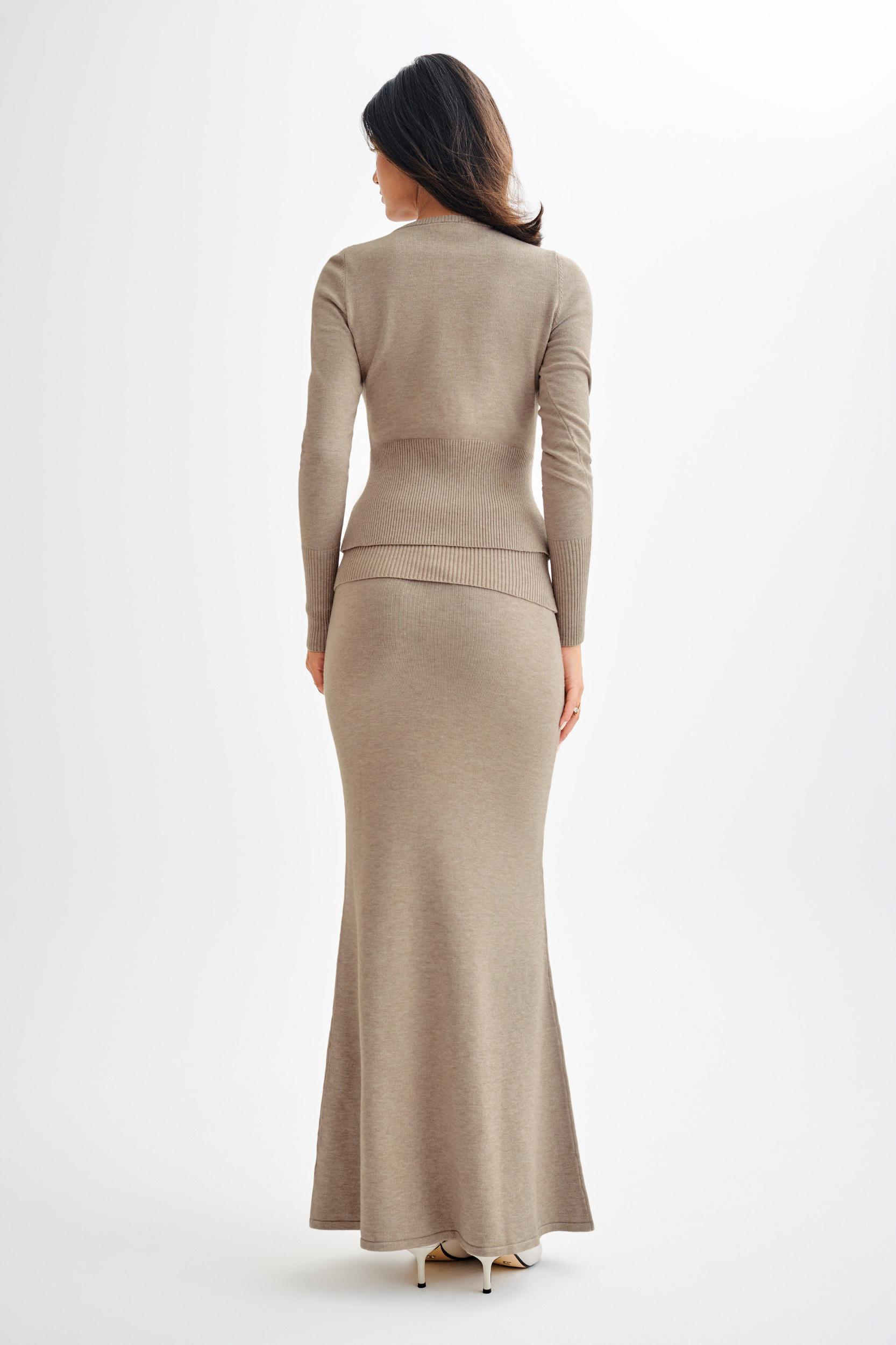 Karlie Knit Maxi Skirt With Ribbed Waist - Taupe Marle Product Image