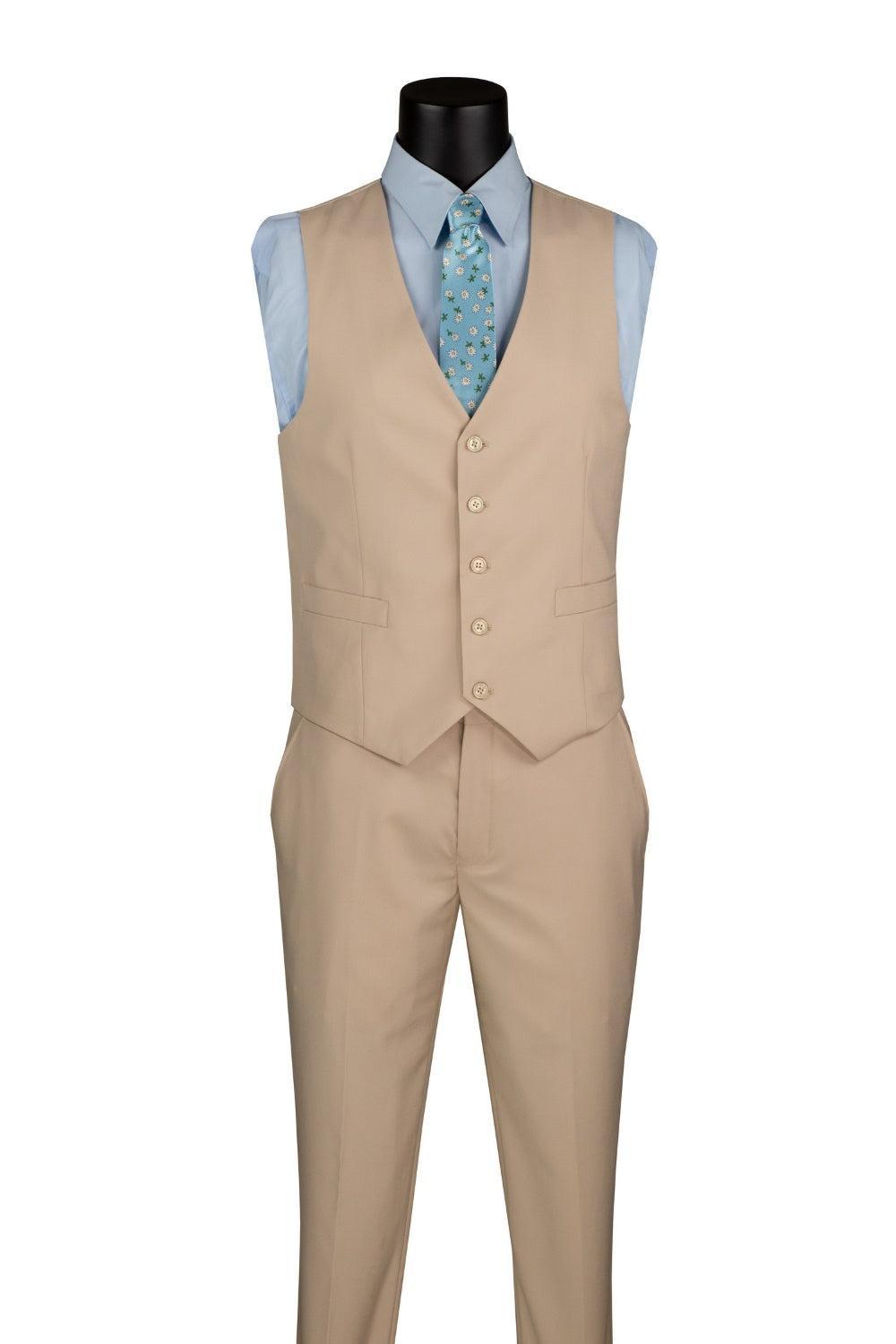 Slim Fit Business Men's Suit 3 Piece 2 Button in Stone Male Product Image