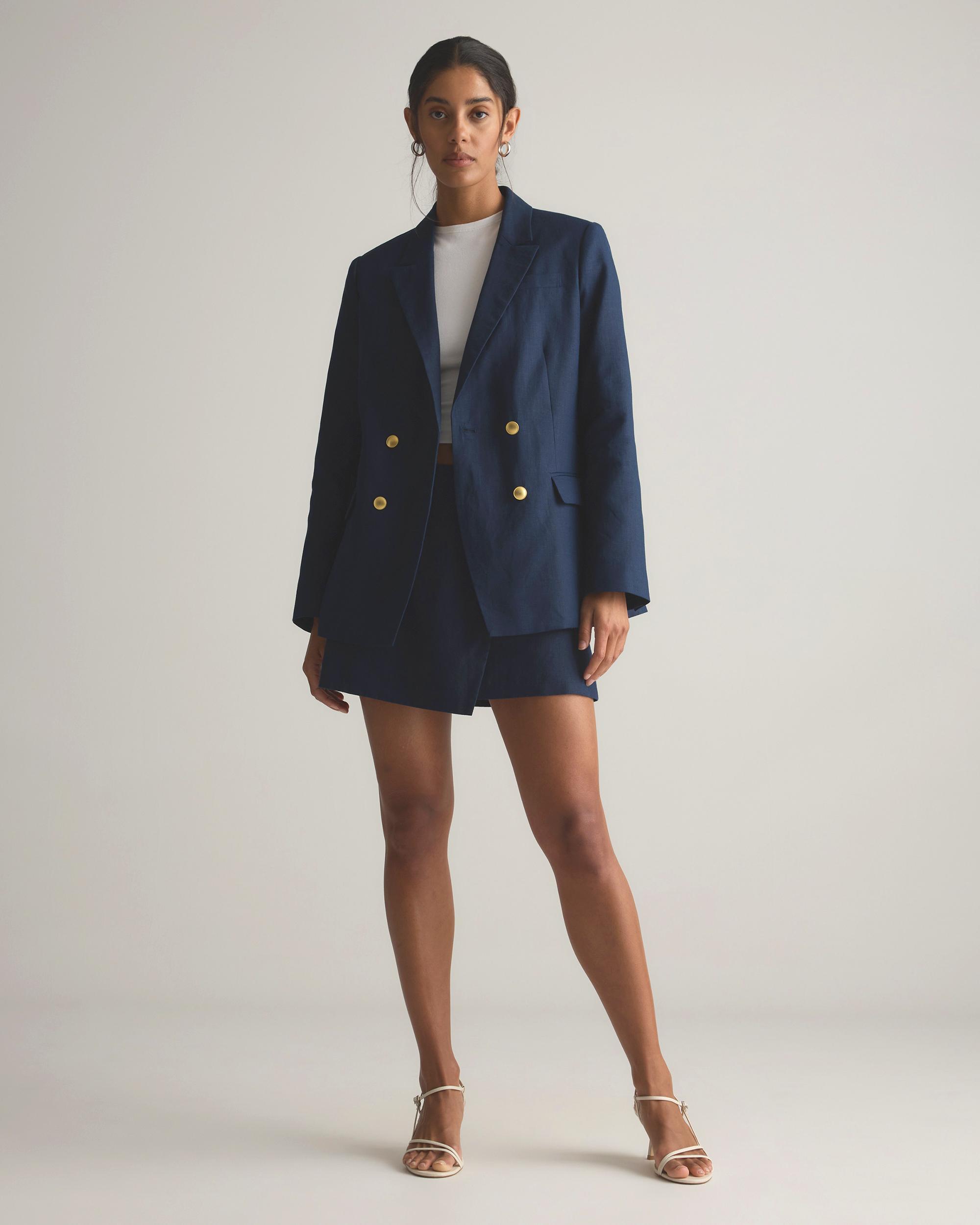 Quince | Women's 100% European Linen Relaxed Double-Breasted Blazer Size XL Product Image