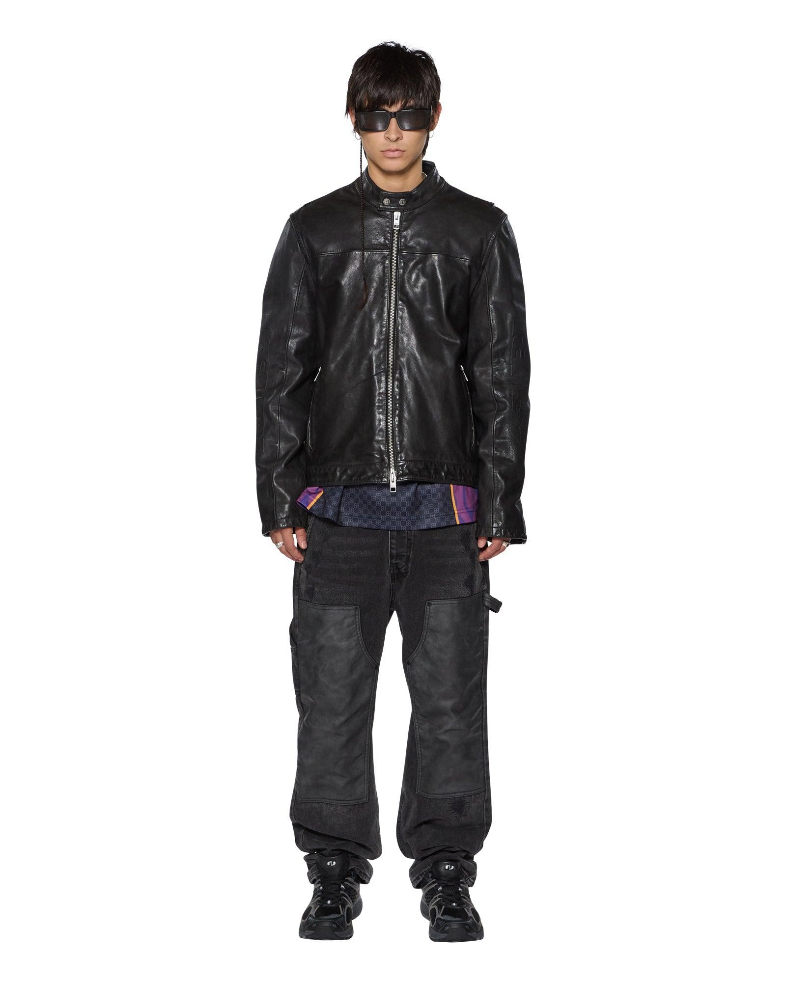 Mens Stinger Leather Biker Jacket Product Image