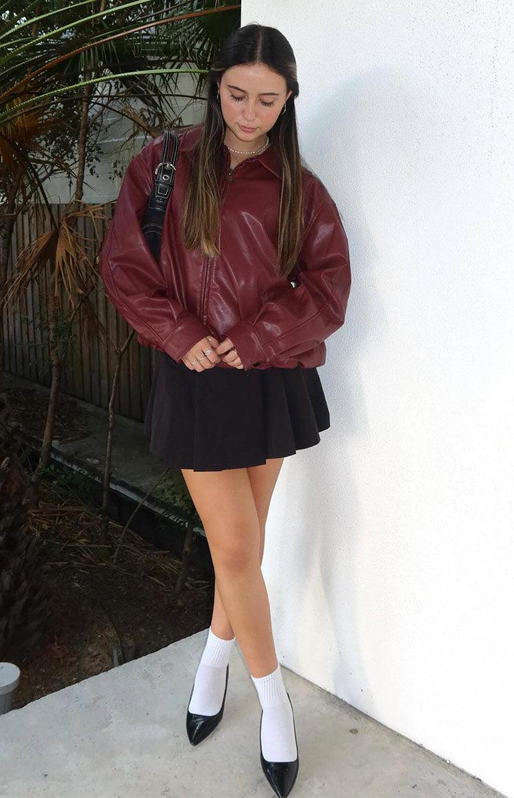 Abbi PU Red Bomber Jacket Girls Product Image