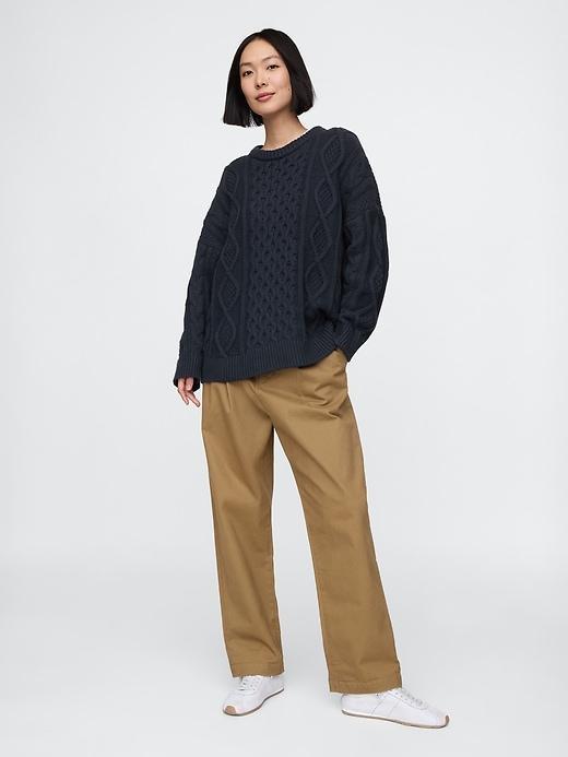 Oversized Mixed Cable-Knit Sweater Product Image