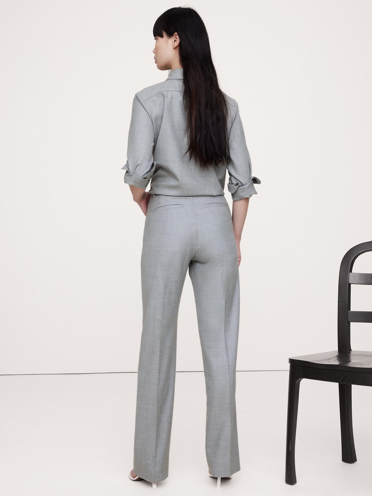 High-Rise Modern Straight Lightweight Wool Flannel Pant Product Image