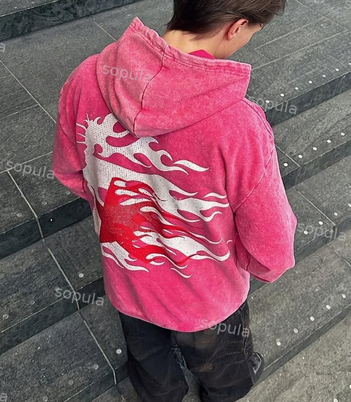 Sopula Vintage Flame Jesus Son of God Graphic Washed Hoodie Product Image
