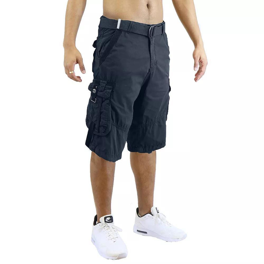 Men's Blu Rock 13.5" Distressed Cargo Shorts With Belt, Size: 40, Blue Product Image