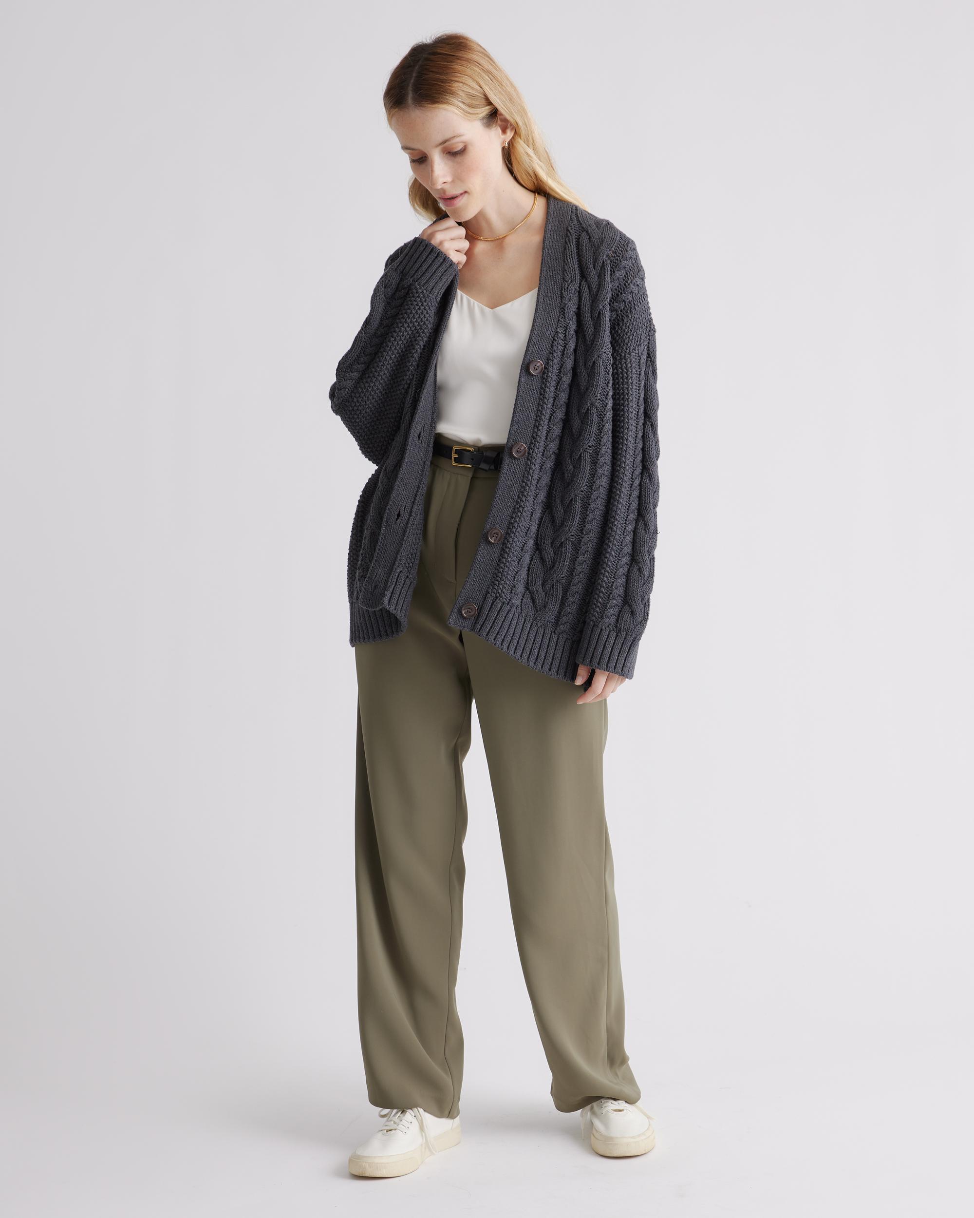 Quince | Women's OverSized Cable Cardigan Sweater Organic Cotton Product Image
