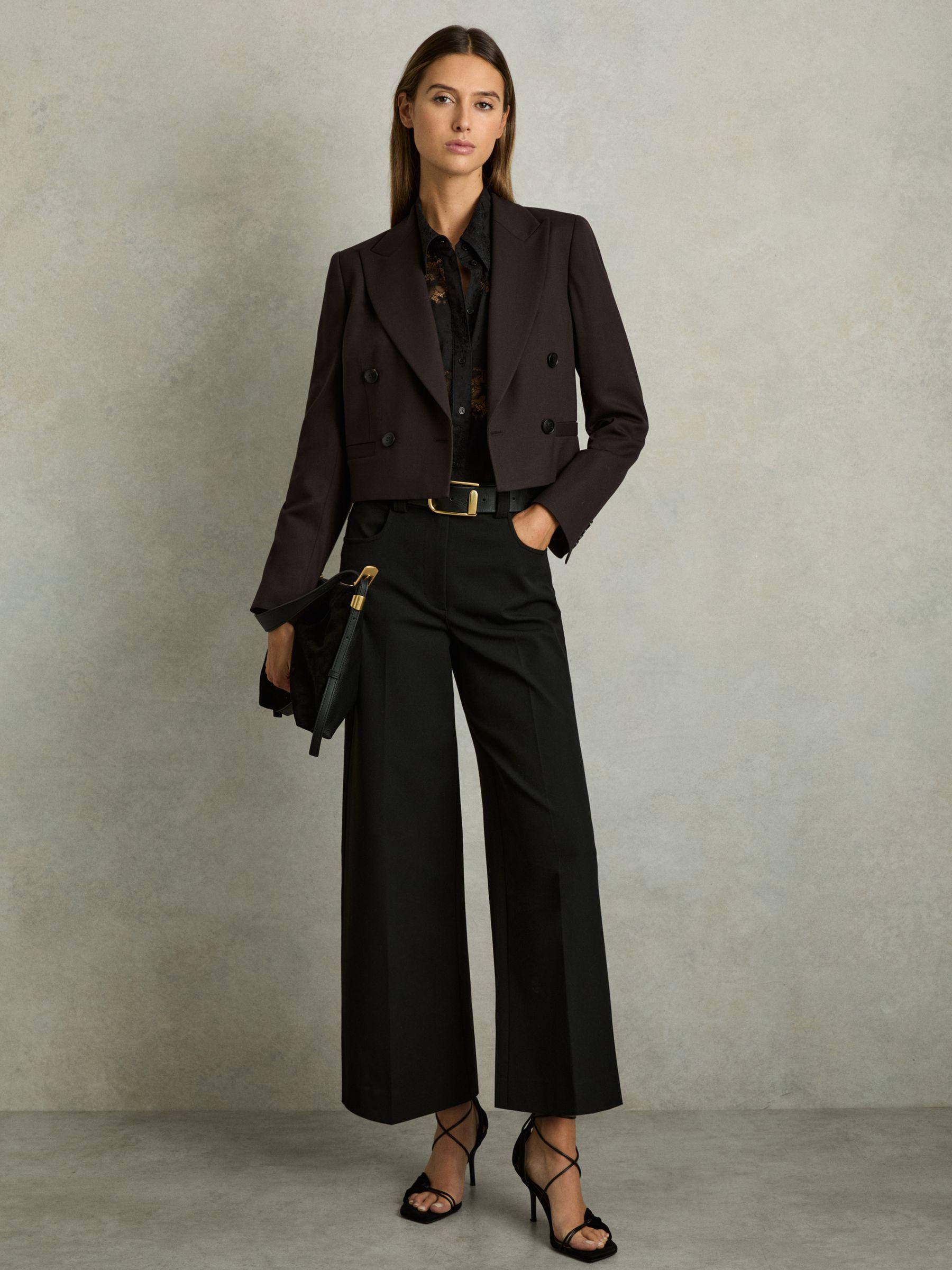 Petite Twill Culotte Trousers in Black Product Image