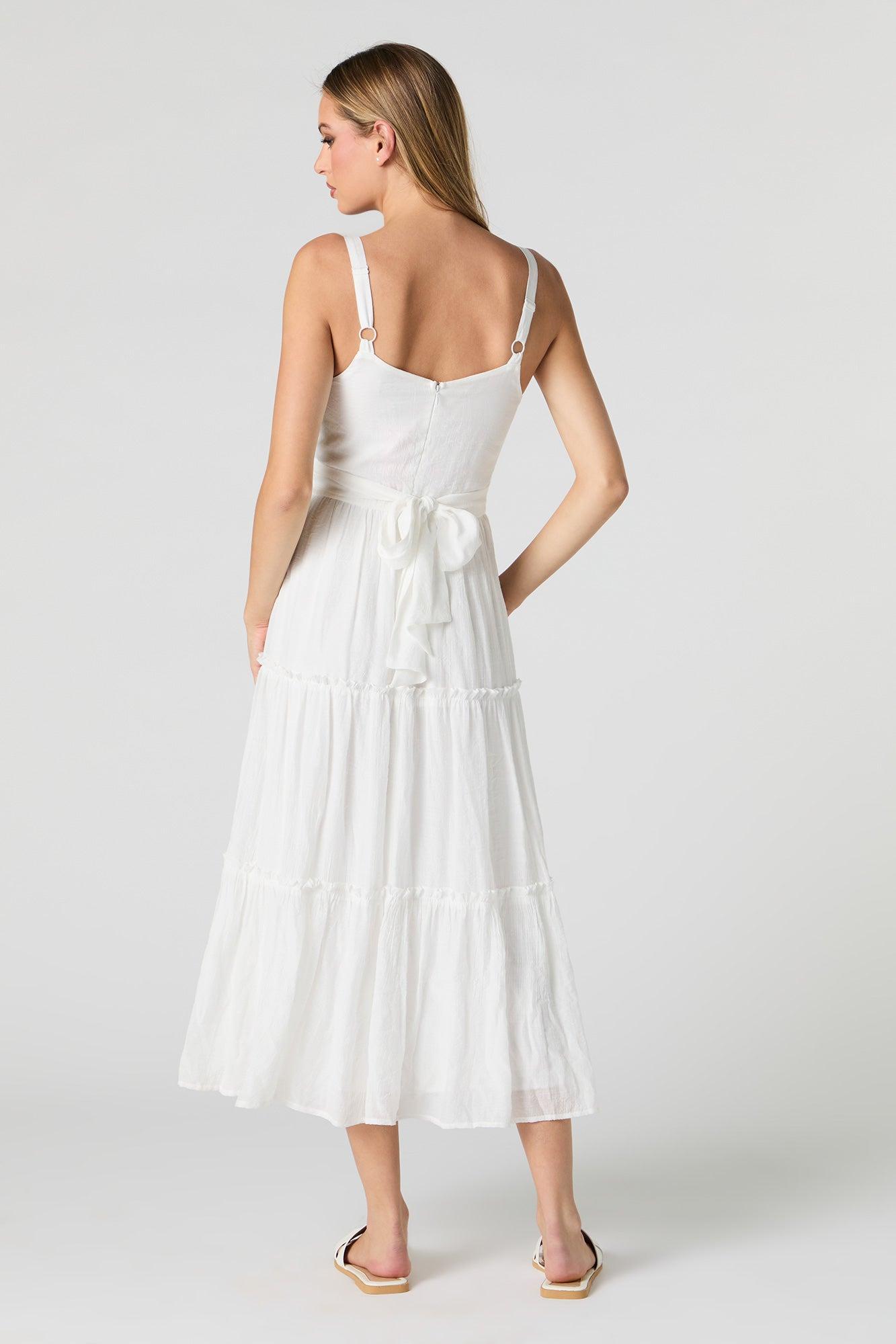 Tie Back Tiered Midi Dress Female Product Image
