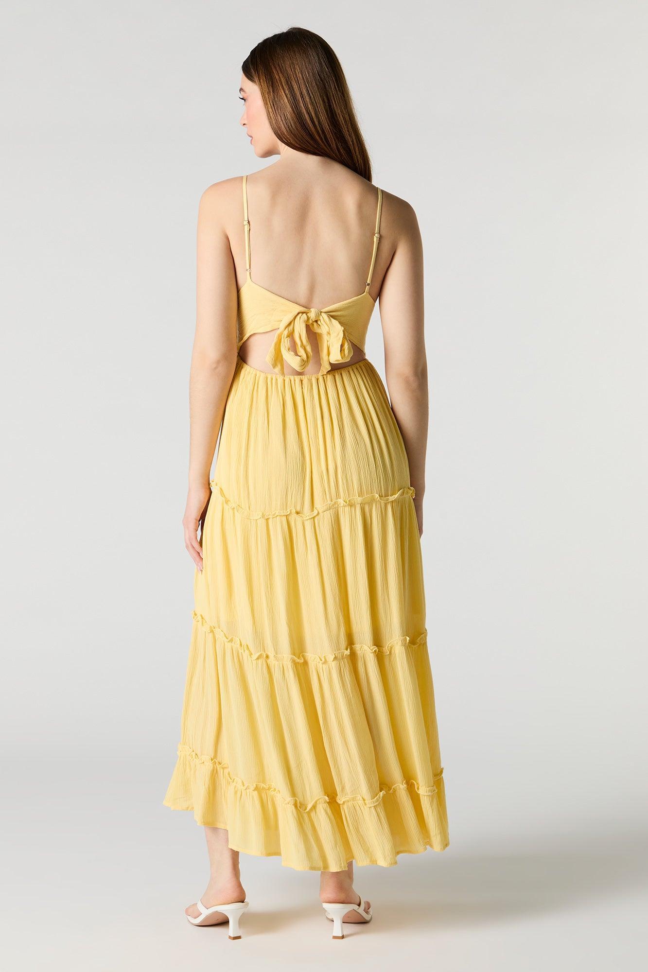 Crochet Trim Tiered Midi Dress Female Product Image