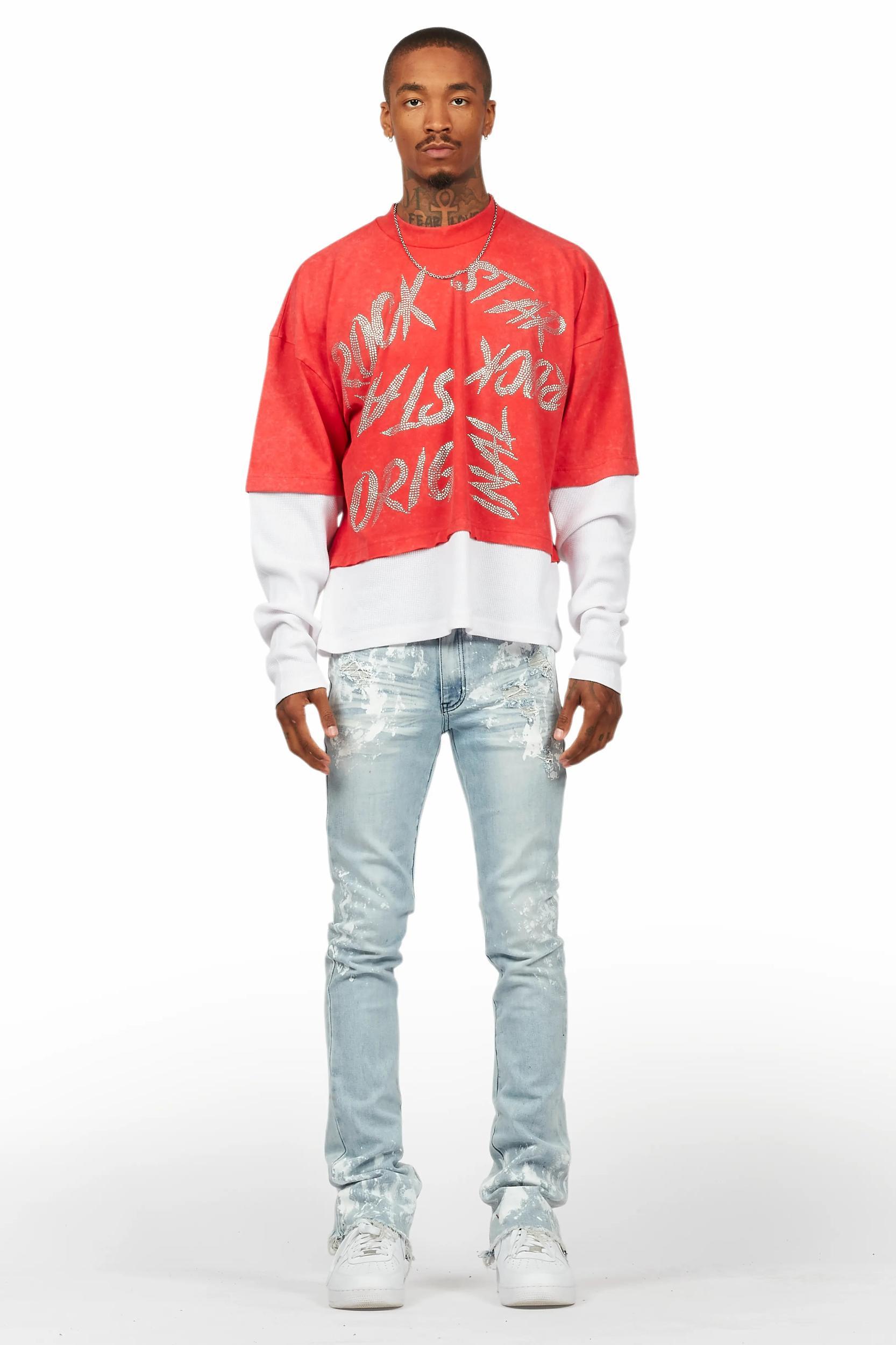 Kodak Blue/White Painter Stacked Flare Jean Male Product Image