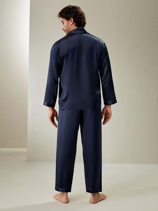 Long Silk Pajamas Set for Men Product Image
