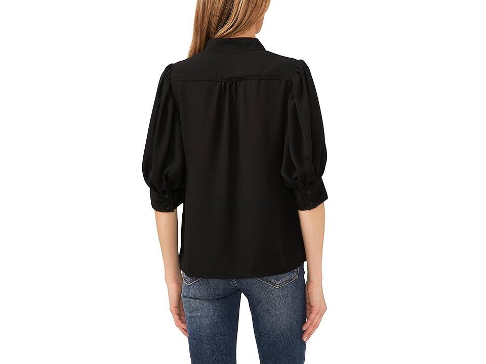 CeCe Elbow Sleeve Open Collar Blouse (New Ivory) Women's Clothing Product Image