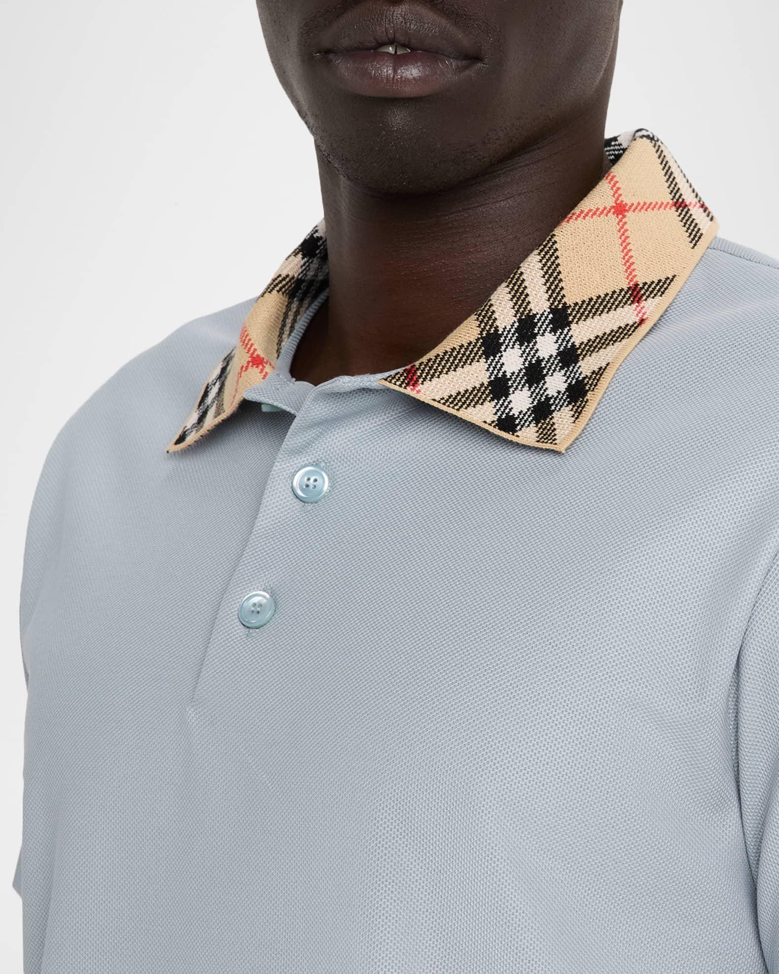 Men's Cotton Check-Collar Polo Shirt Product Image