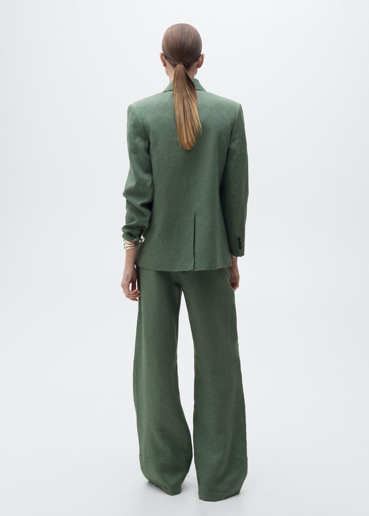 Straight linen-blend trousers - Women | MANGO USA Product Image