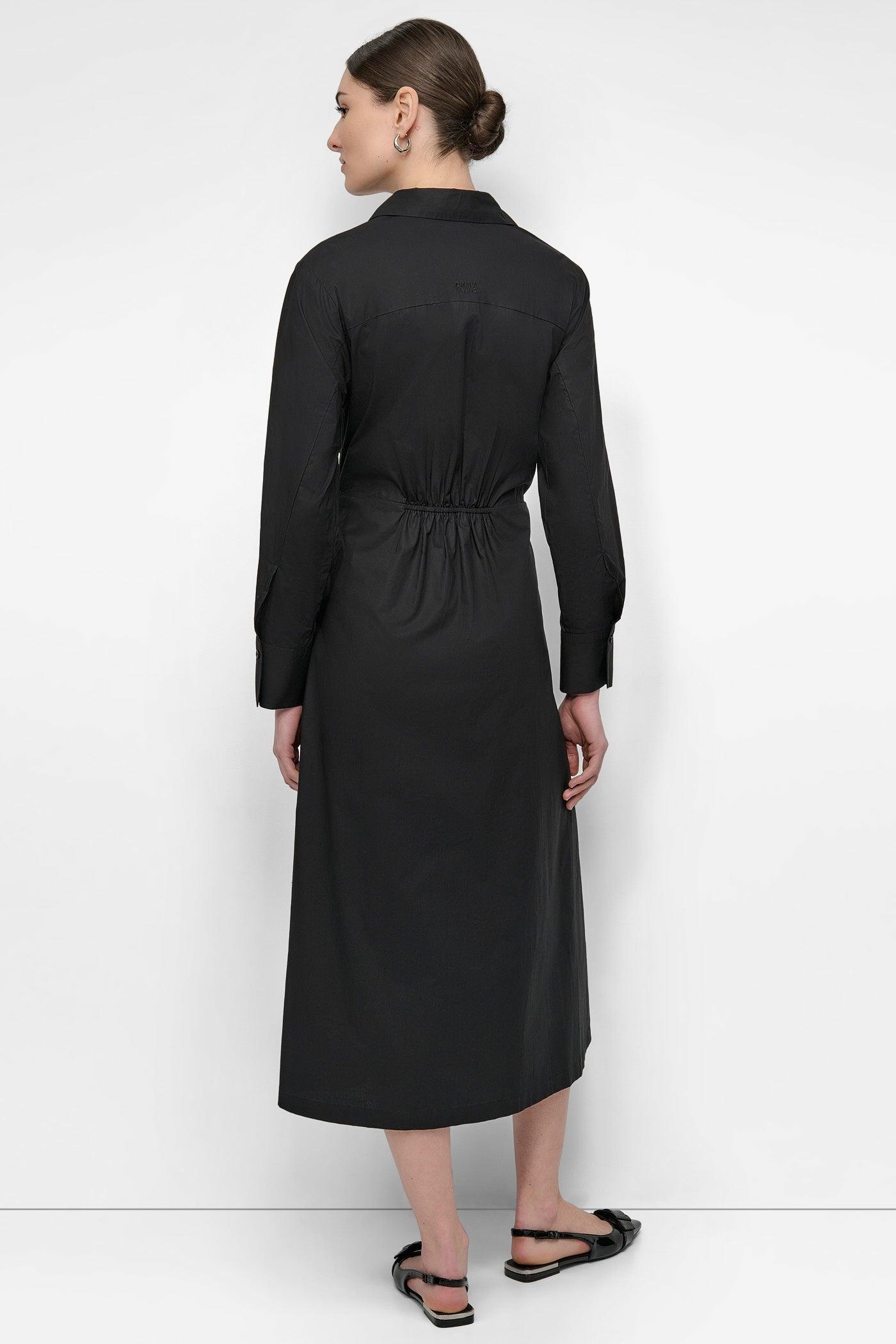 ADJUSTABLE WAIST MIDI SHIRT DRESS Product Image