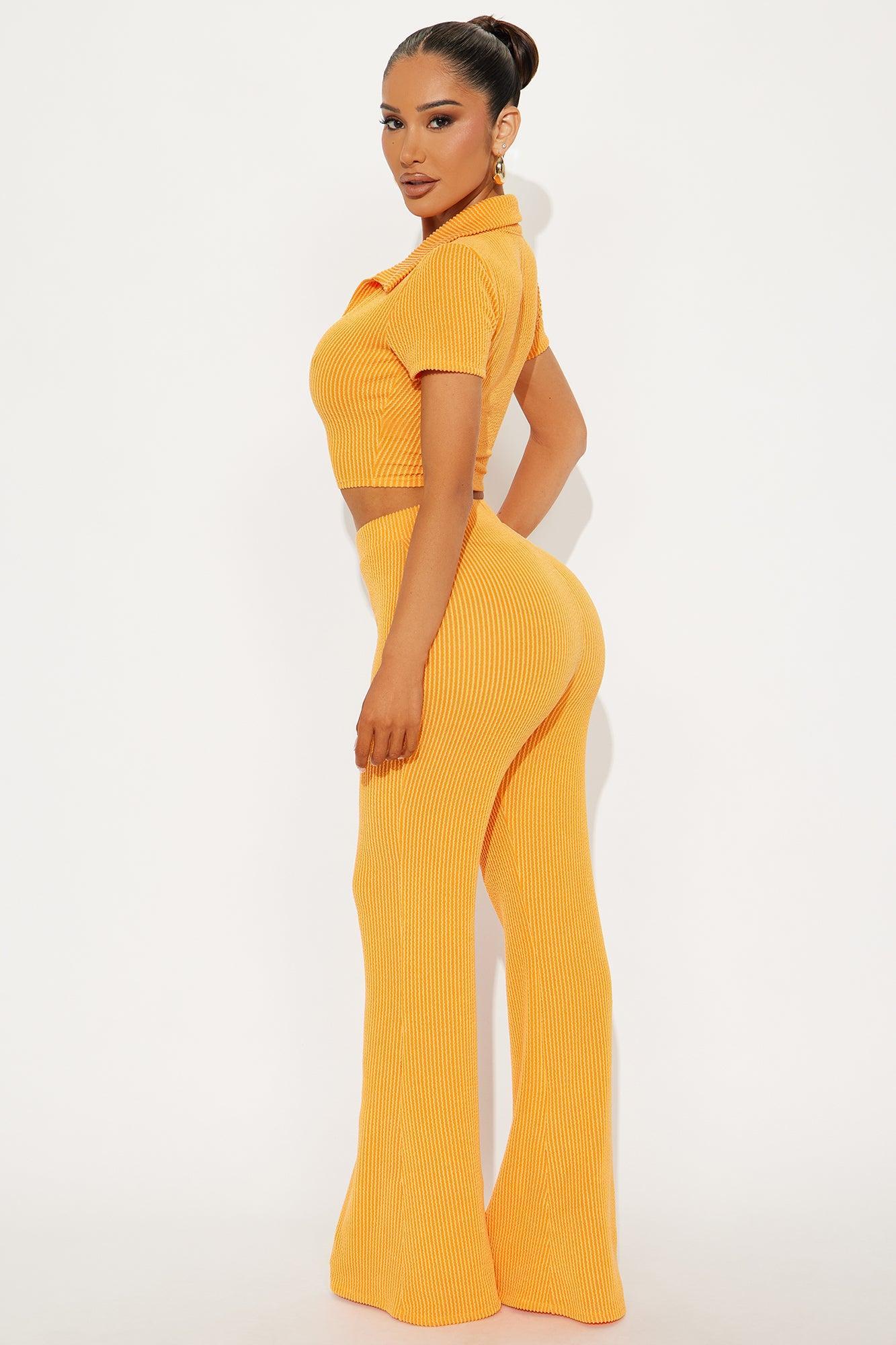 Josie Ribbed Pant Set - Orange Product Image