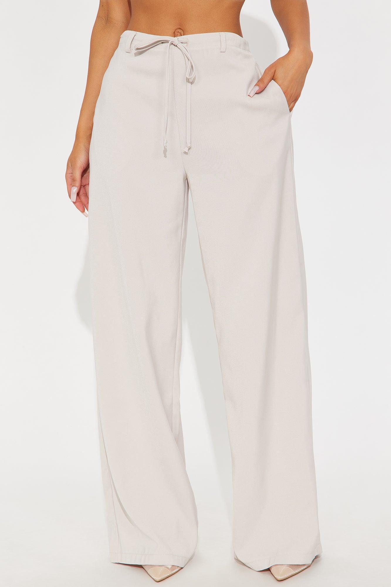 Yessica Wide Leg Twill Trouser - Taupe Product Image