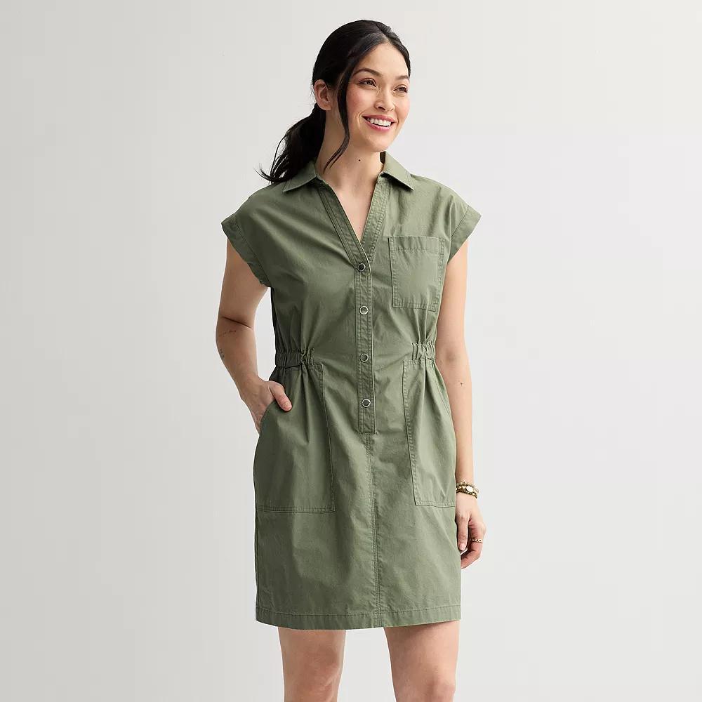 Womens Sonoma Goods For Life Short Sleeve Utility Dress Manolo Green Product Image