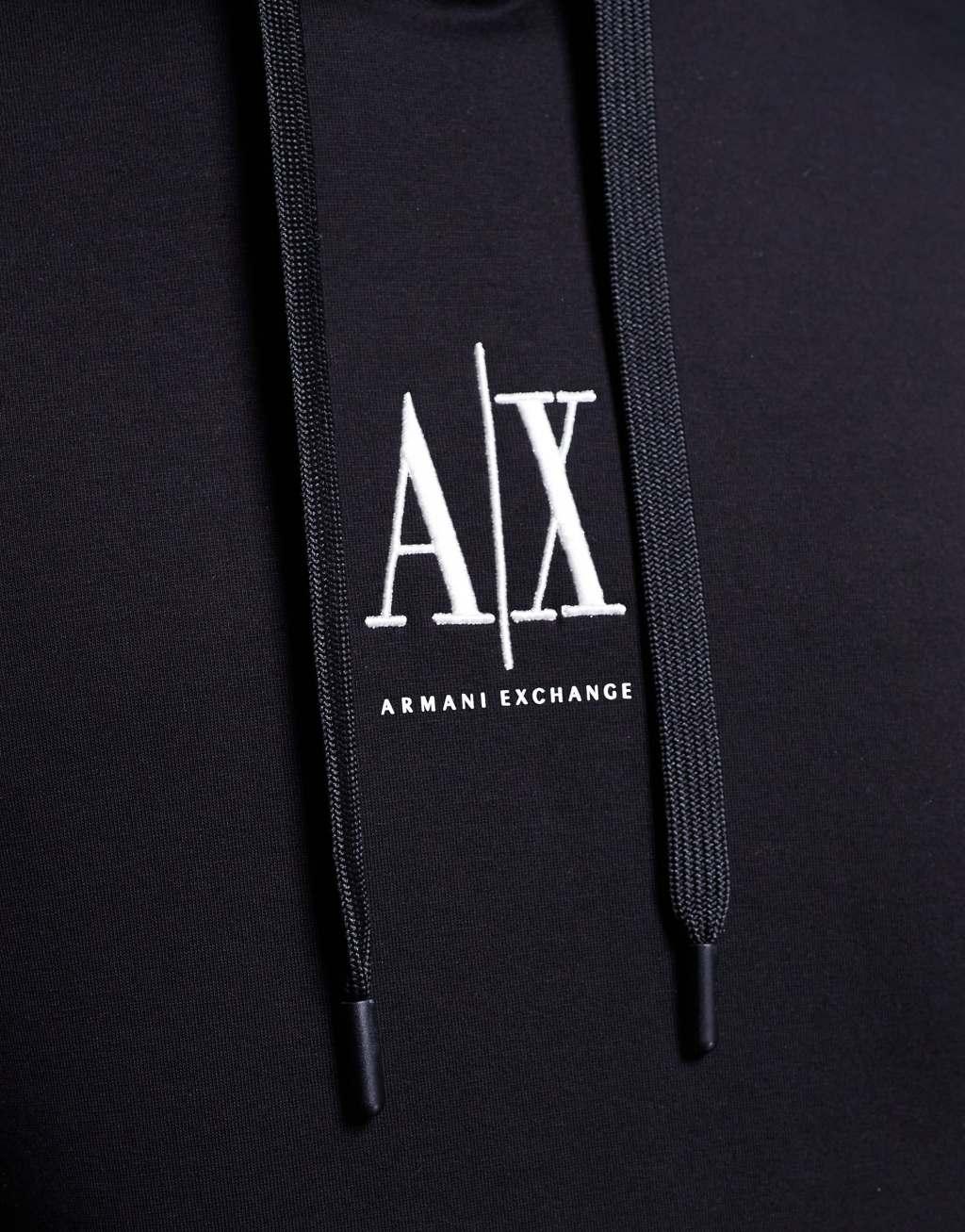 Armani Exchange central logo hoodie in black Product Image