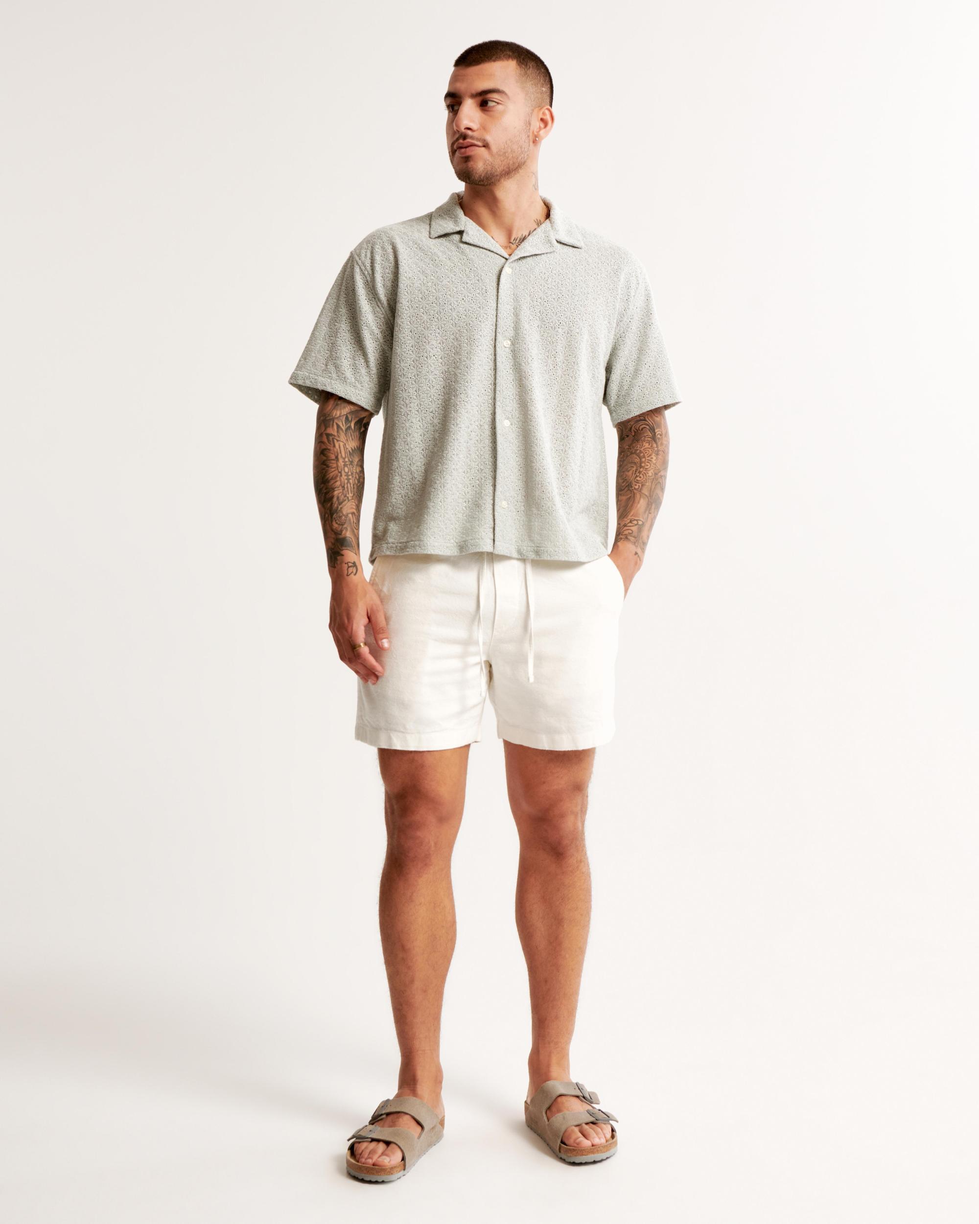 Camp Collar Cropped Lace Shirt Product Image