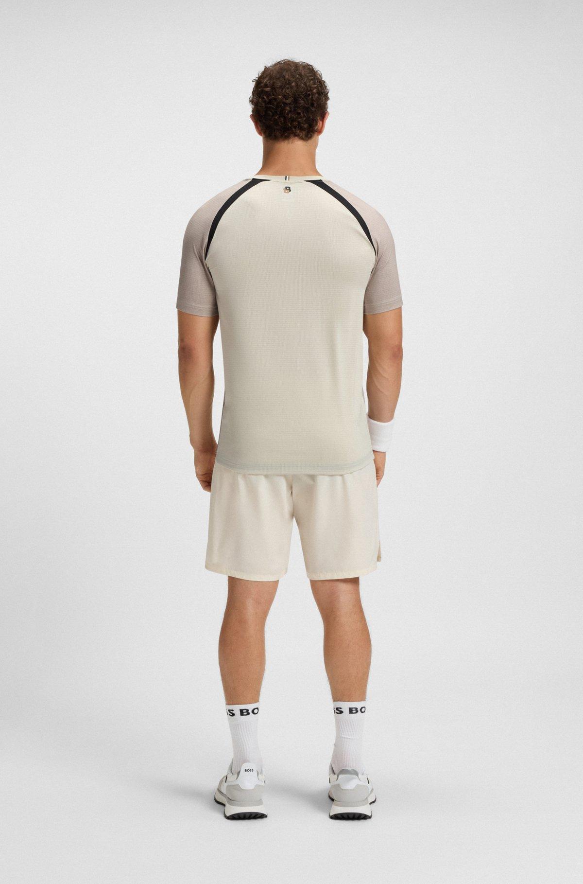 Slim-fit T-shirt in mesh jersey with contrast inserts Product Image