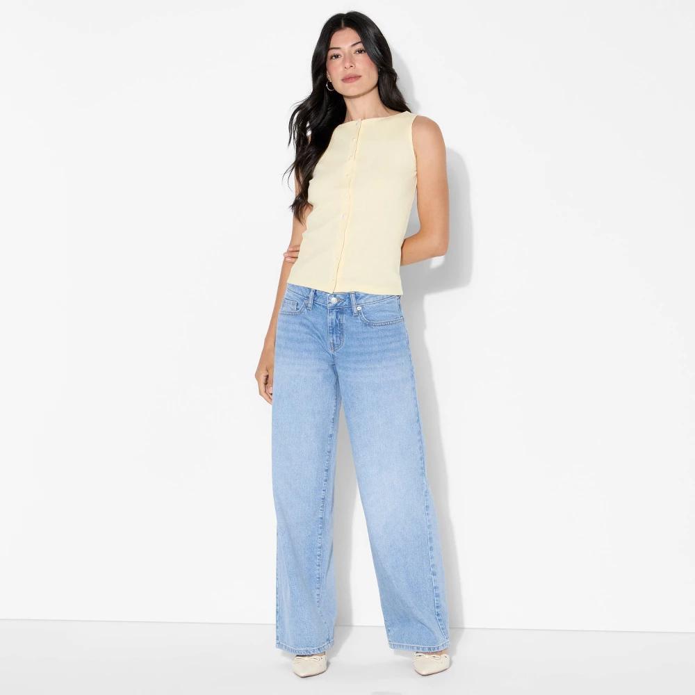 Women's Low-Rise Baggy Jeans - Wild Fable™ Light Wash Product Image