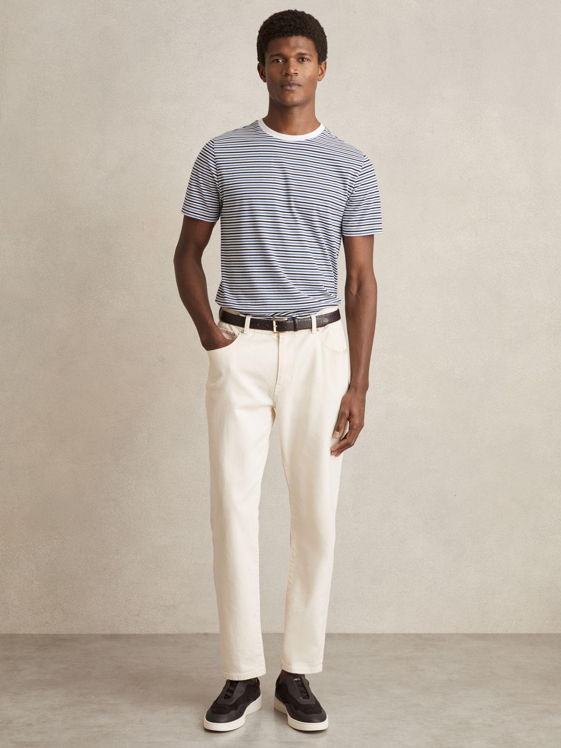 Mercerised-Cotton Stripe T-Shirt in Blue/White Product Image