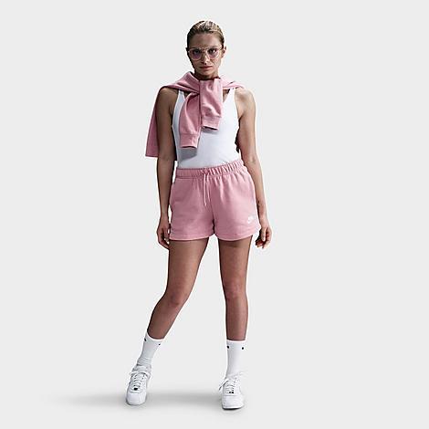 Nike Women's Sportswear Club Fleece Mid-Rise Shorts in Pink/Elemental Pink Size Small Cotton/Polyester/Fleece Product Image