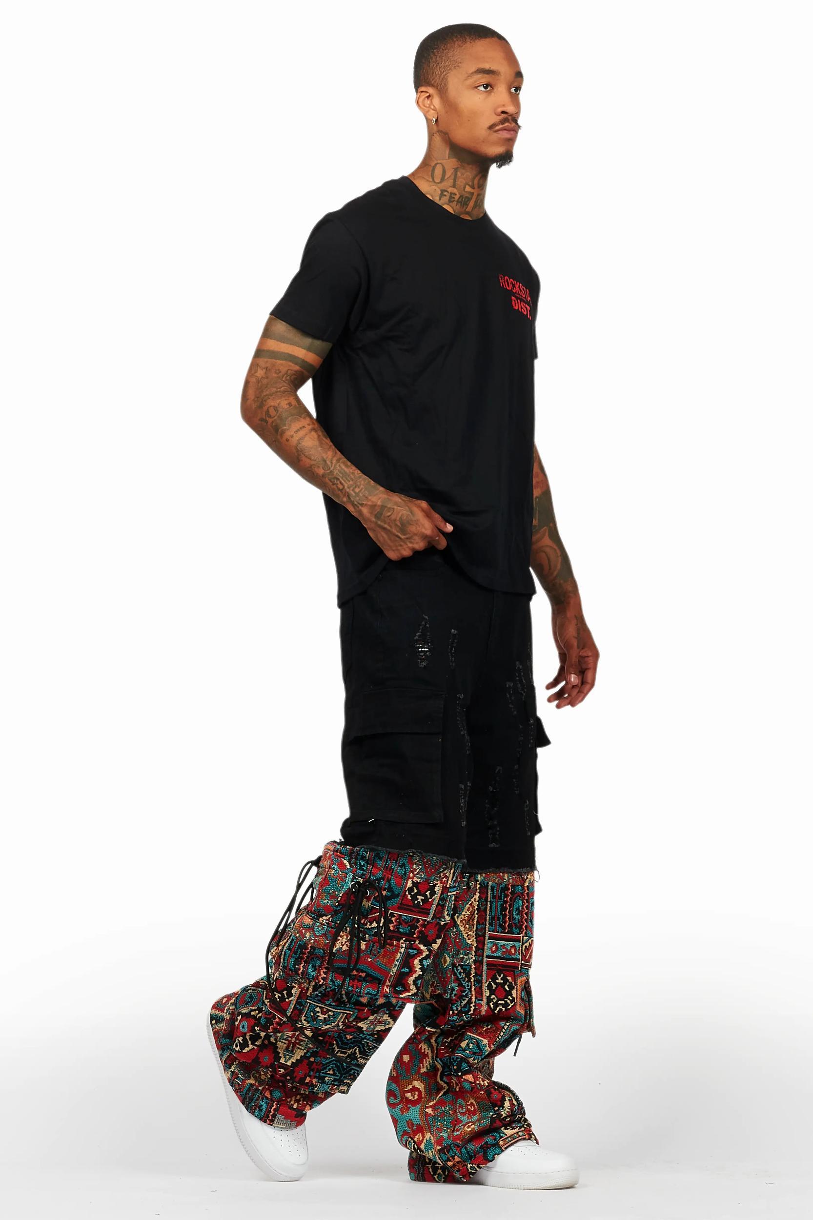 Lake White/Red T-Shirt/Tapestry Baggy Jean Bundle Male Product Image