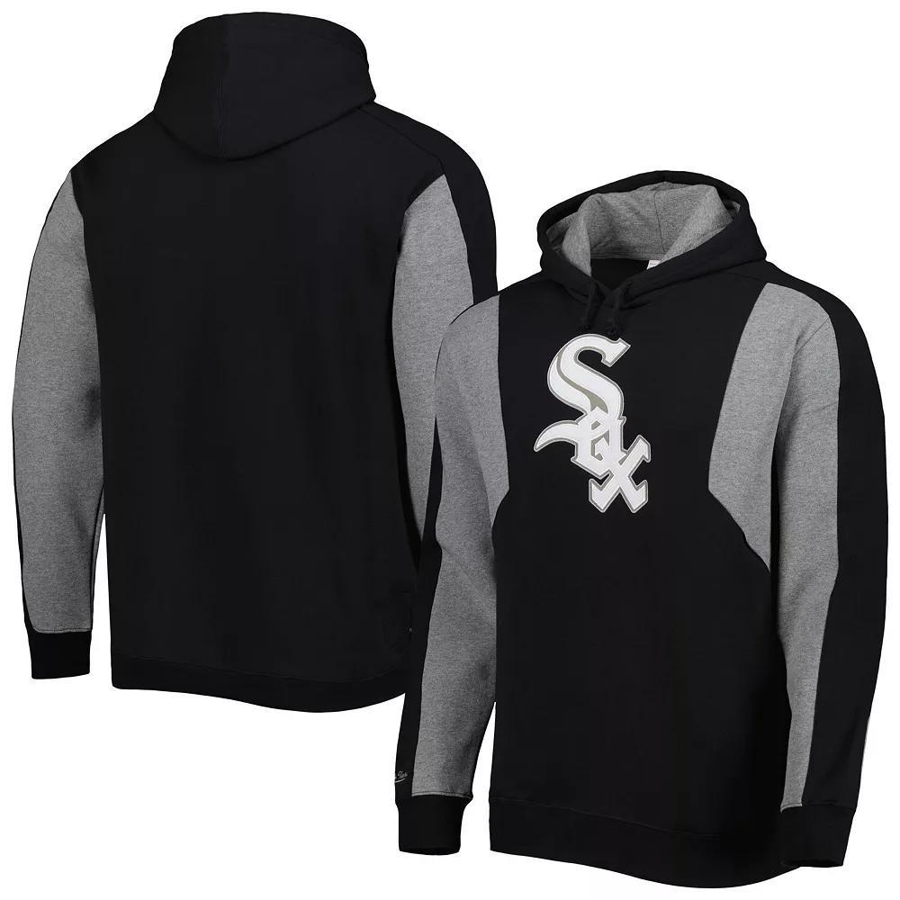 Men's Mitchell & Ness Black/Gray Chicago White Sox Colorblocked Fleece Pullover Hoodie, Size: Medium Product Image