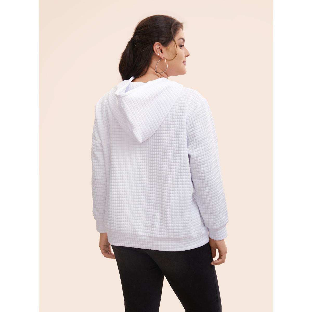 Plus Size Textured Hooded Drawstring Kangaroo Pocket Sweatshirt Women WhiteSmoke Casual Texture Hooded Everyday Sweatshirts BloomChic 28/5X Product Image