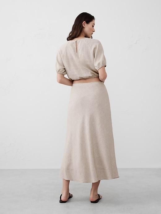 Linen-Blend Midi Slip Skirt Product Image