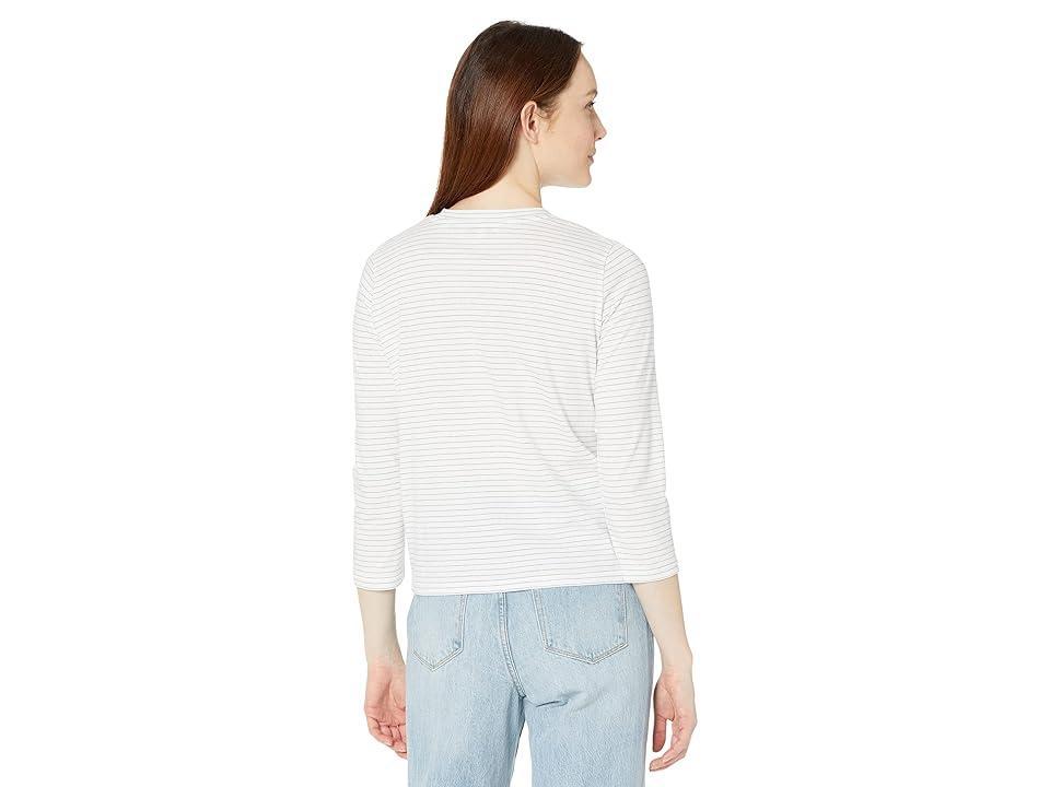 Vince Neppy Stripe Bracelet Sleeve Crew Tee (OffHydrangea) Women's Clothing Product Image