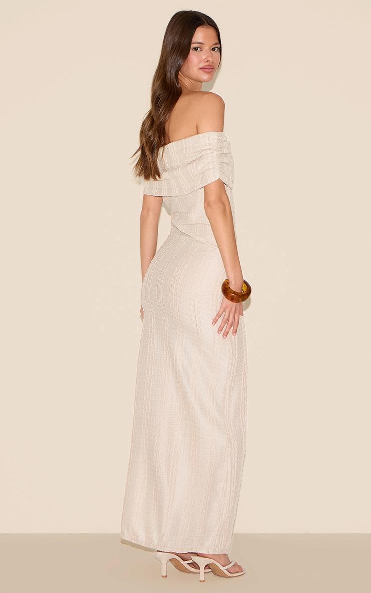 Cream Textured Bardot Maxi Dress Product Image