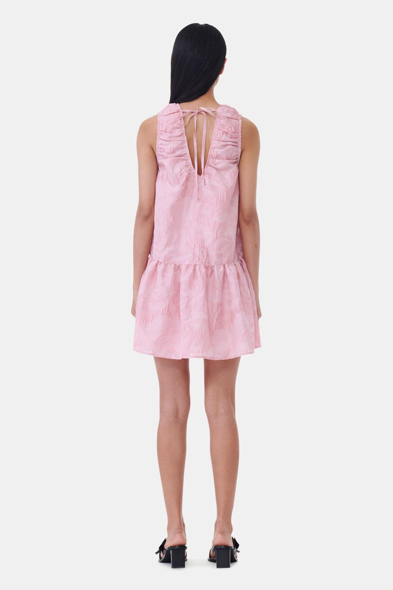 Pink Textured Cloqué Mini Dress Product Image
