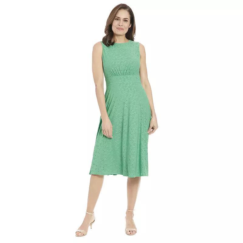 Women's London Times Eyelet Inset Midi Dress, Size: 4, Green Product Image