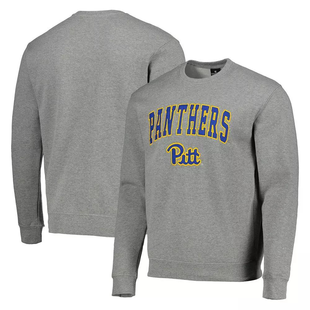 Men's Colosseum Heathered Gray Pitt Panthers Arch & Logo Sweatshirt, Size: XL, Grey Product Image
