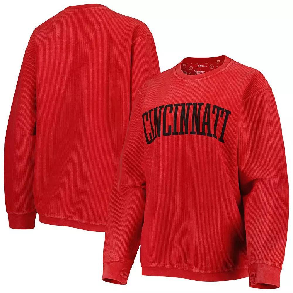 Womens Pressbox Cincinnati Bearcats Comfy Cord Vintage Wash Basic Arch Pullover Sweatshirt Product Image