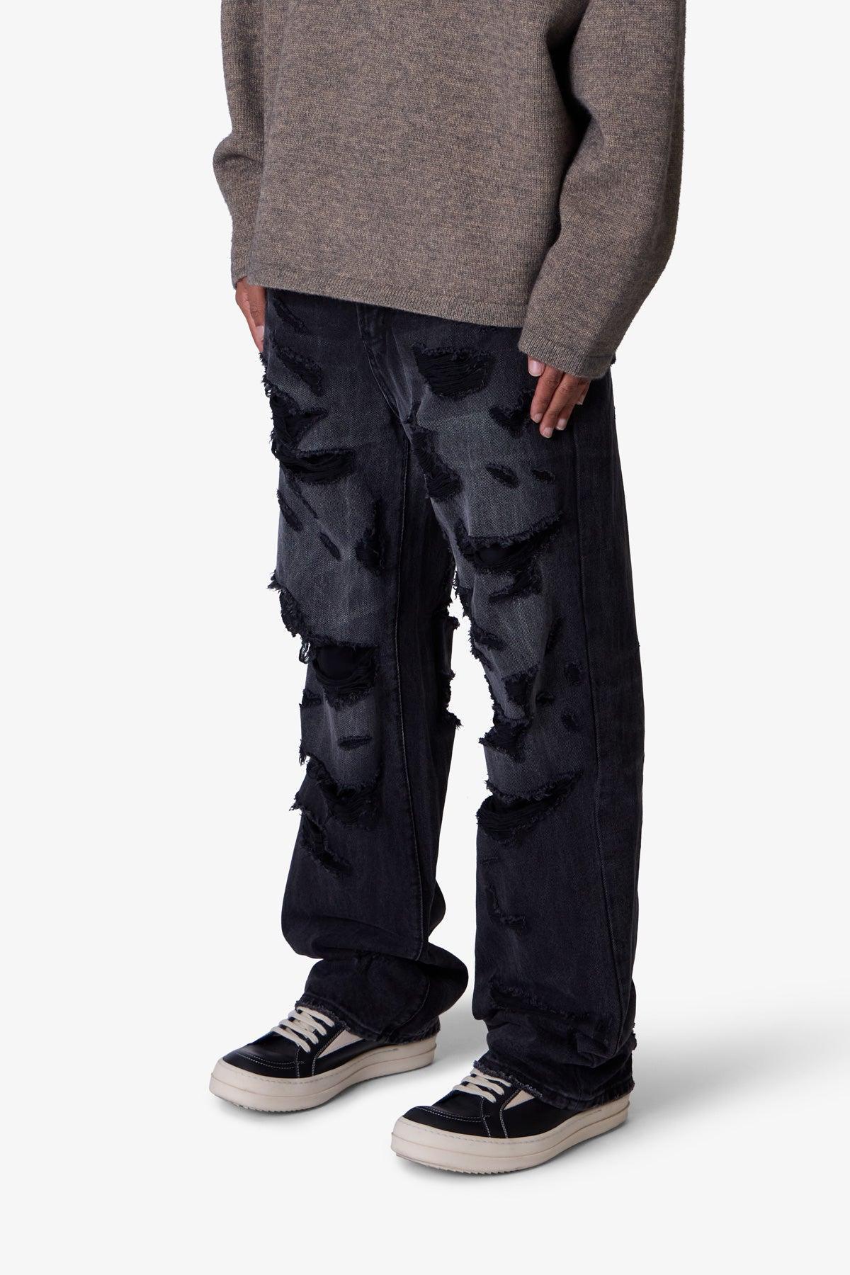 Ultra Baggy Thrashed Denim - Black Product Image