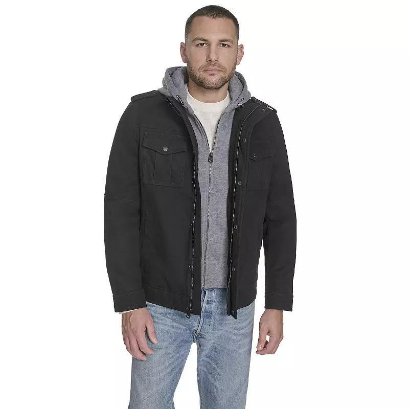 Men's Levi's® Cotton Hooded Quilt Lined Trucker Jacket, Size: Small, Worker Brown Product Image