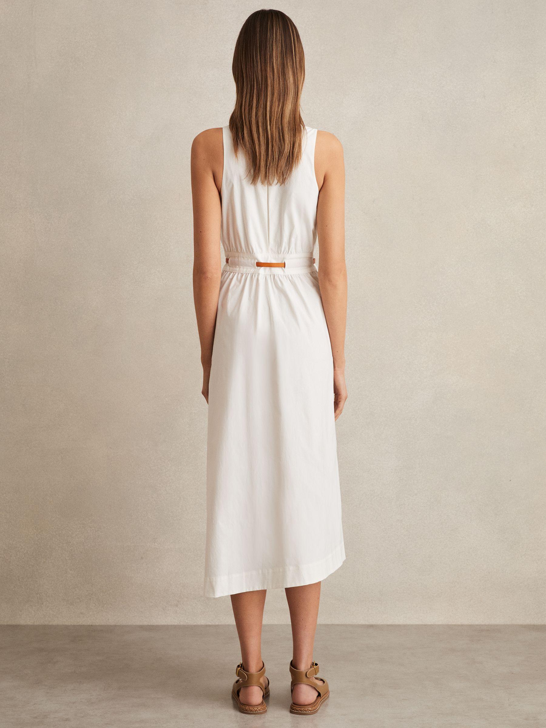 Cotton Shirred Midi Dress in Red Product Image