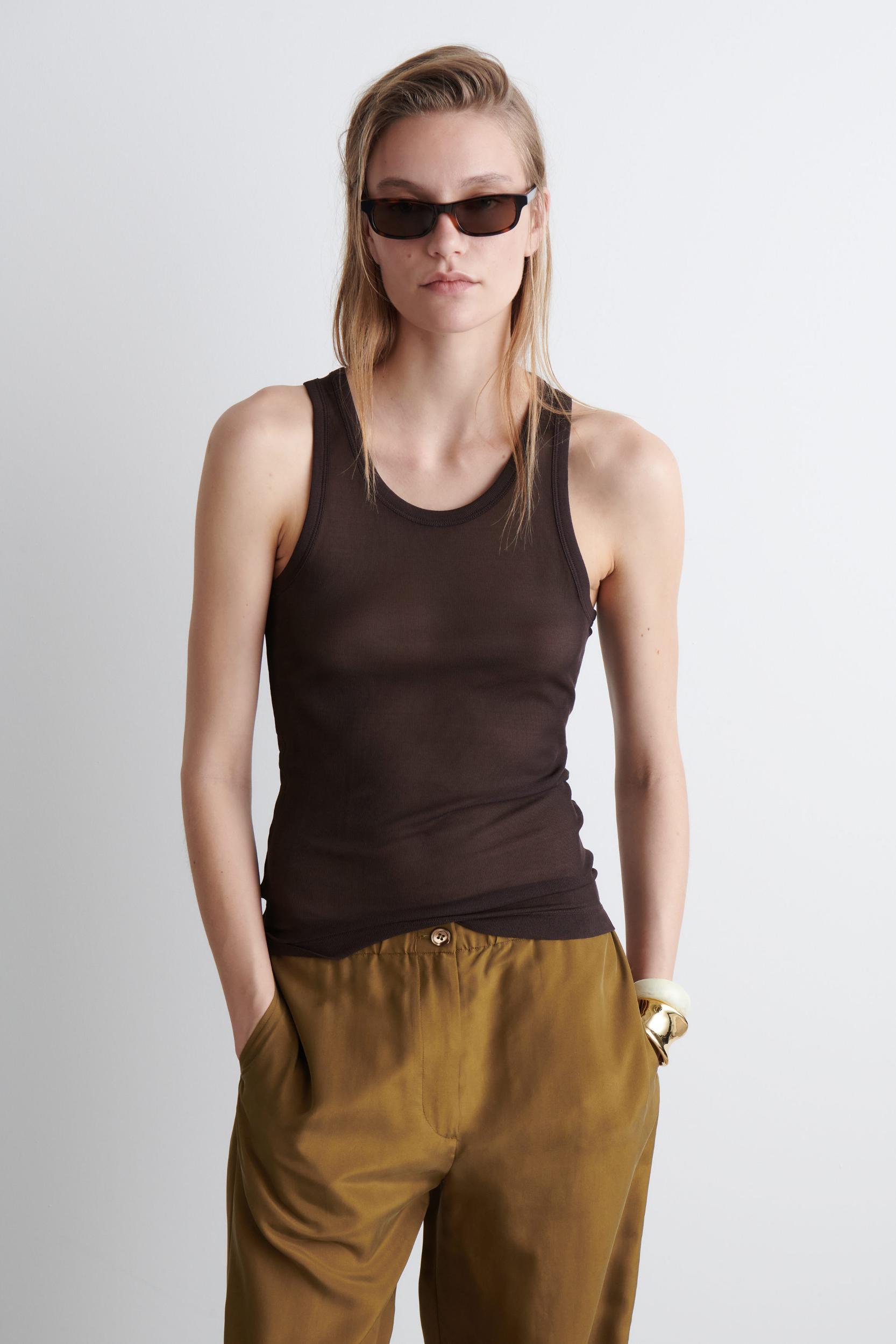 RIBBED SILK TANK TOP Product Image