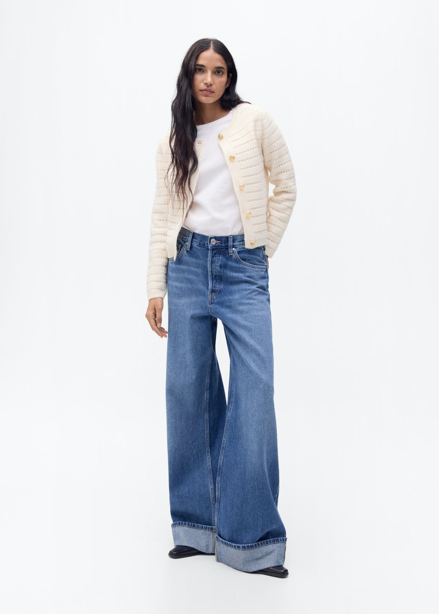 Knitted jacket with openwork details - Women | MANGO USA Product Image
